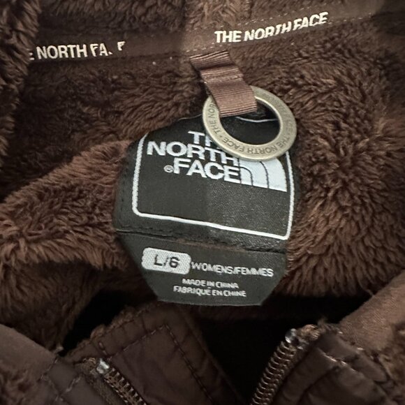 The North Face Brown Fuzzy Hooded Full Zip Jacket Women's Large - Picture 4 of 4